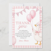 Dwaas Gans Roze Gingham Verjaardag Bedankt Kaart (Voorkant)