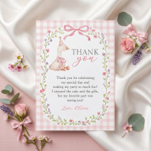 Dwaas Gans Roze Gingham Verjaardags Bedankkaart