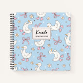 Dwaas Gans Roze Strik Coquette Aangepaste Script N Notitieboek (Voorkant)