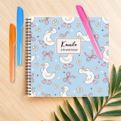 Dwaas Gans Roze Strik Coquette Aangepaste Script N Notitieboek