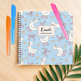 Dwaas Gans Roze Strik Coquette Aangepaste Script N Notitieboek