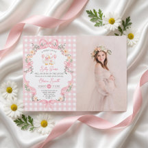 Dwaas Gans Roze Strik Meisje Baby Shower Uitnodigi