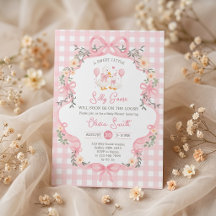 Dwaas Gans Roze Strik Meisje Baby Shower Uitnodigi