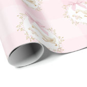 Dwaas Gans Roze Strik Whimsisch Preppy Gingham Cadeaupapier (Rol Hoek)