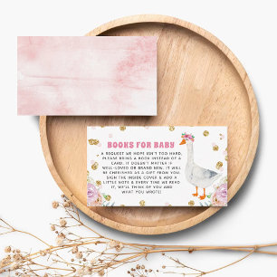 Dwaas Gans Roze Waterverf Baby Shower Boek Informatiekaartje