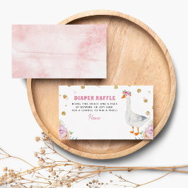 Dwaas Gans Roze Waterverf Baby Shower Luier Informatiekaartje