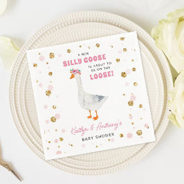 Dwaas Gans Roze Waterverf Meisjes Baby Shower Servet