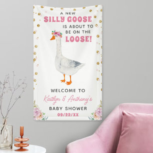 Dwaas Gans Roze Waterverf Meisjes Baby Shower Spandoek