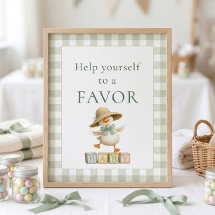 Dwaas Gans Salie Gingham Favor Teken Baby Shower Poster