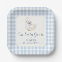 Dwaas Gans Vintage blauw 1e verjaardag Papieren Bordje