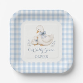 Dwaas Gans Vintage blauw 1e verjaardag Papieren Bordje