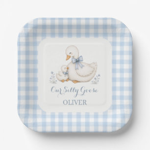 Dwaas Gans Vintage blauw 1e verjaardag Papieren Bordje
