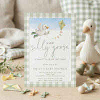 Dwaas Gans Vlieger Salie Gingham Baby Shower