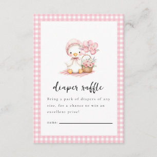 Dwaas Gans Watercolor Meisje Baby Shower  Informatiekaartje