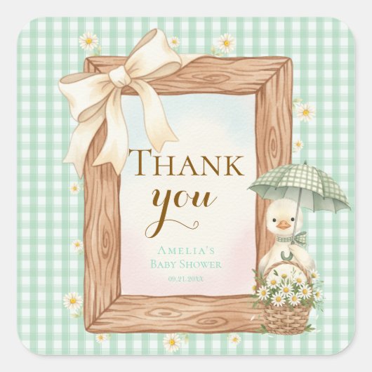 Dwaas Gansje Baby Shower Bedankt Sticker (Voorkant)