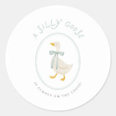 Dwaas Gansje Baby Shower Label Cirkel Sticker (Voorkant)