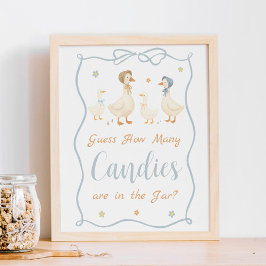 Dwaas Gansje Baby Shower Raad Hoeveel Snoepjes Poster