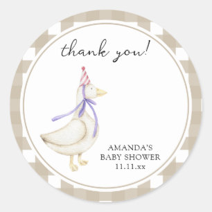 Dwaas Gansje Baby Shower  Ronde Sticker