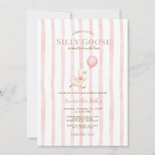 Dwaas Gansje Baby Shower Roze Gestreepte Eend Kaart