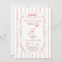 Dwaas Gansje Baby Shower Strepen Uitnodiging