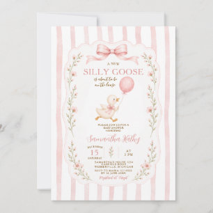 Dwaas Gansje Baby Shower Strepen Uitnodiging
