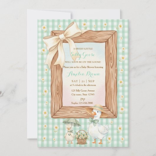 Dwaas Gansje Baby Shower Uitnodiging (Voorkant)