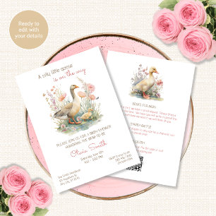 Dwaas Gansje Baby Shower Uitnodiging Alles in Eén 