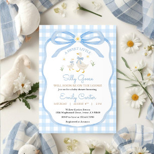 Dwaas Gansje Baby Shower Uitnodiging Blauwe Rut