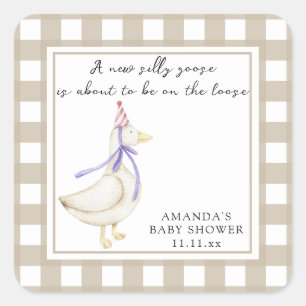 Dwaas Gansje Baby Shower  Vierkante Sticker