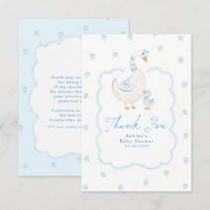 Dwaas Gansje Blauw Schattig Whimsical Dank Je Bedankkaart