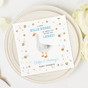 Dwaas Gansje Blauwe Aquarel Jongens Baby Shower Servet