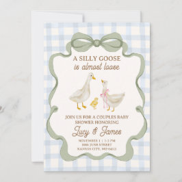 Dwaas Gansje Blauwe Baby Shower Uitnodiging