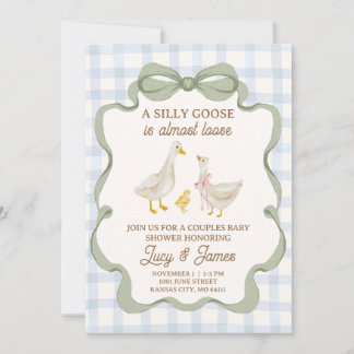 Dwaas Gansje Blauwe Baby Shower Uitnodiging