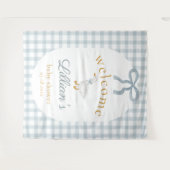 Dwaas Gansje Blauwe Baby Shower Welkom Achtergrond Wandkleed (Voorkant (horizontaal))