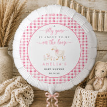 Dwaas Gansje Blush Roze Gingham Baby Shower