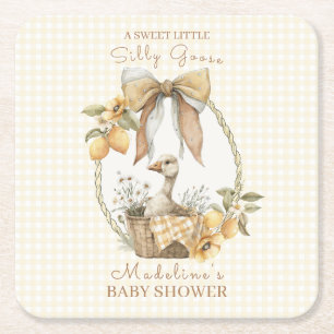 Dwaas Gansje Citroen Waterverf Baby Shower Kartonnen Onderzetters
