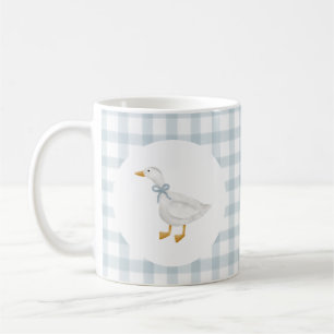 Dwaas Gansje Cottagecore Blauwe Gingham Baby Showe Koffiemok