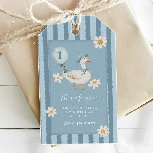 Dwaas Gansje Daisy Boy 1e Verjaardagsfeestje  Cadeaulabel