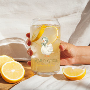 Dwaas Gansje Daisy Saliegroen Neutrale Baby Shower Blikvorm Glas