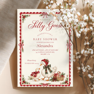 Dwaas Gansje Kerst Baby Shower Kaart