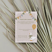 Dwaas Gansje met ballon Geel Geruit Verjaardag Bedankkaart