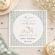 Dwaas Gansje Salie Groen Gingham Baby Shower