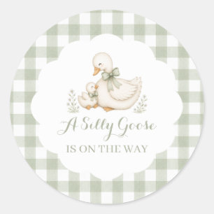 Dwaas Gansje Vintage Madeliefje Baby Shower Ronde Sticker