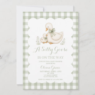 Dwaas Gansje Vintage Madeliefje Baby Shower Uitnod Kaart