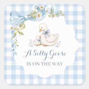 Dwaas Gansje Vintage Madeliefje Baby Shower Vierkante Sticker