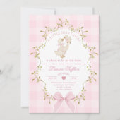 Dwaas Gansje Whimsical Roze Strik Baby Shower Kaart (Voorkant)