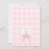 Dwaas Gansje Whimsical Roze Strik Baby Shower Kaart (Achterkant)