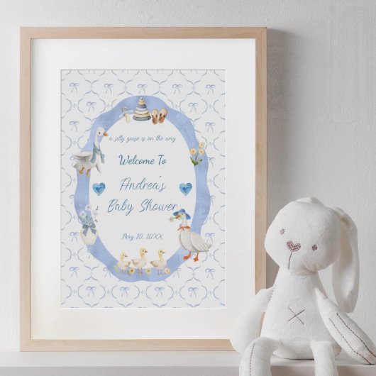Dwaas Gansje Whimsische Boog Baby Jongens Shower W Poster
