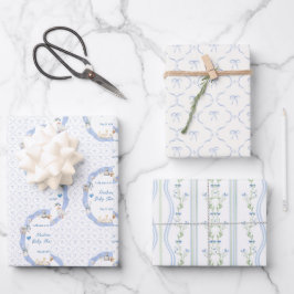 Dwaas Gansje Whimsische Strik Baby Jongens Shower Inpakpapier Vel