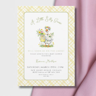Dwaas Ganzebloem Gele Gingham Baby Borrel Kaart